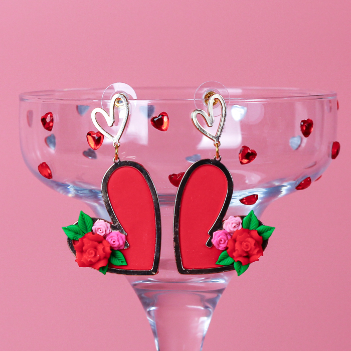 Cercei Floral Love roșii cu trandafiri [2]