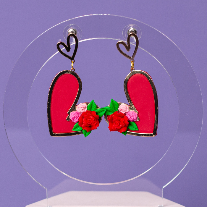 Cercei Floral Love roșii cu trandafiri [3]