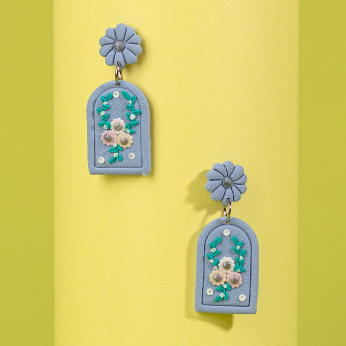 Cercei Floare unică albastru [2]