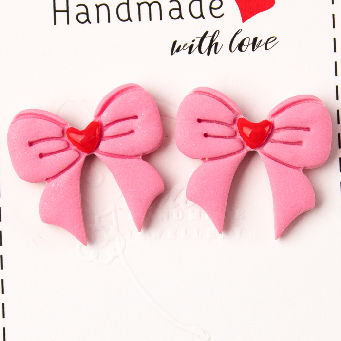 Cercei Fundiță Roz Forma Inimioară [2]