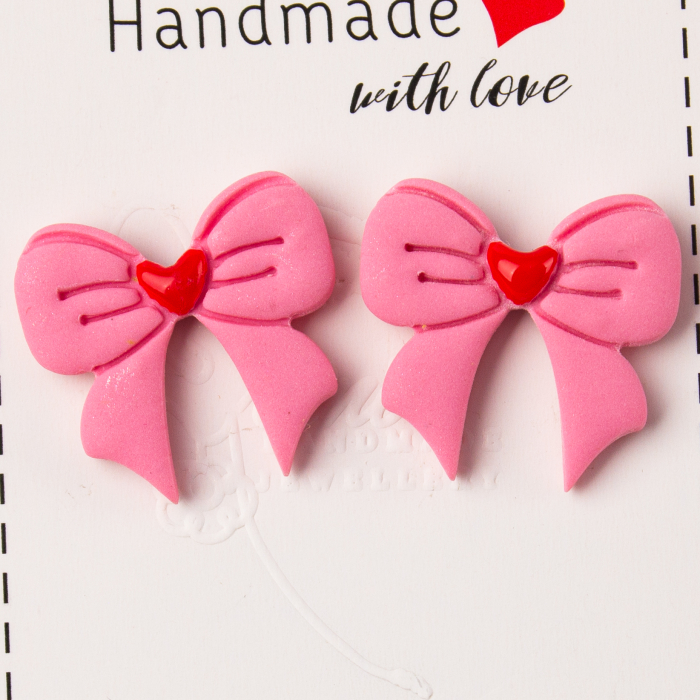 Cercei Fundiță Roz Forma Inimioară [2]