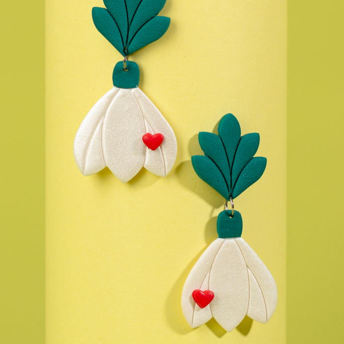 Cercei Ghiocel alb pentru Dragobete [2]