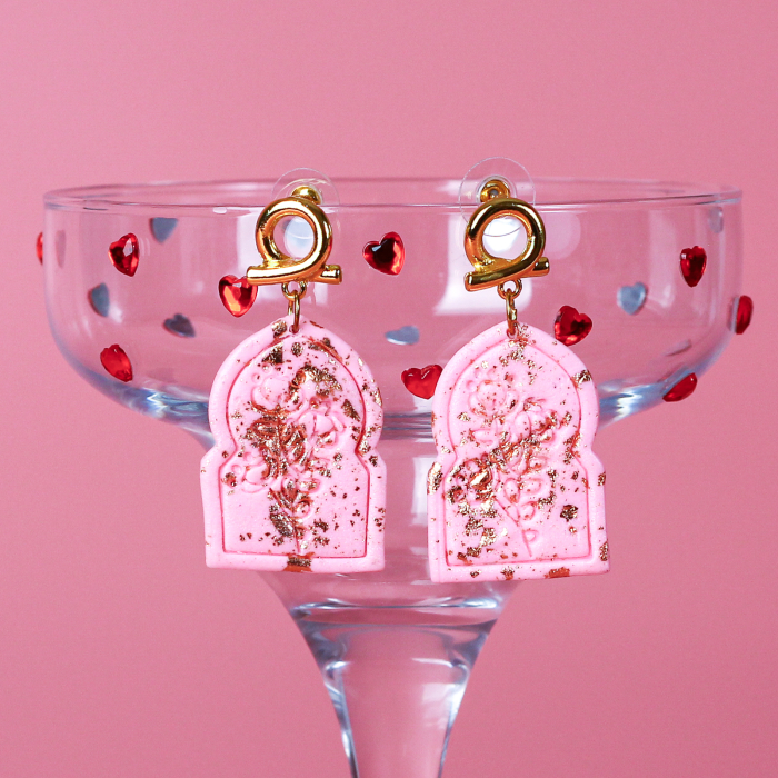 Cercei Golden Spots roz cu accente aurii [2]