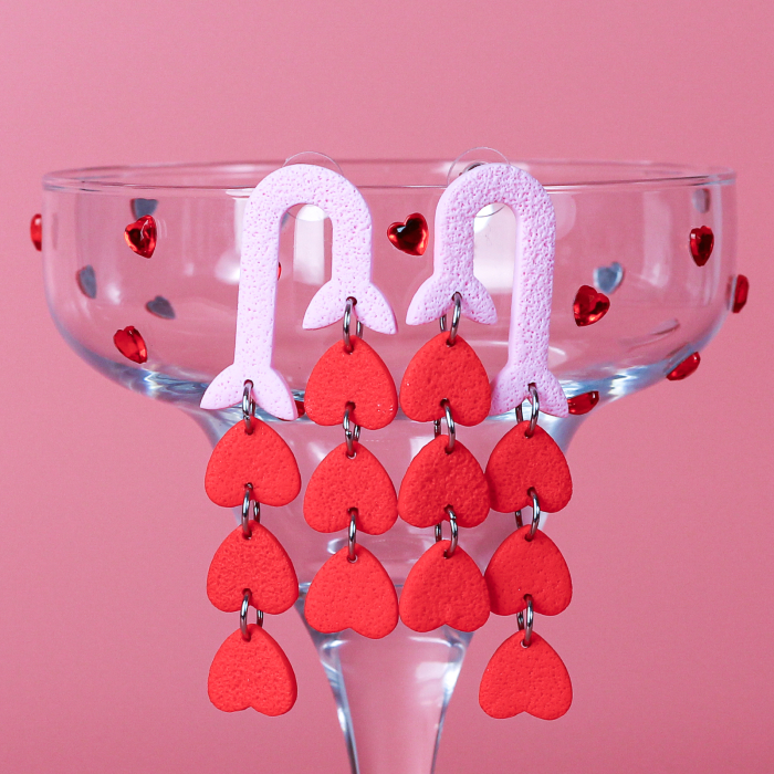 Cercei roșii Heart Drops cu design elegant [2]