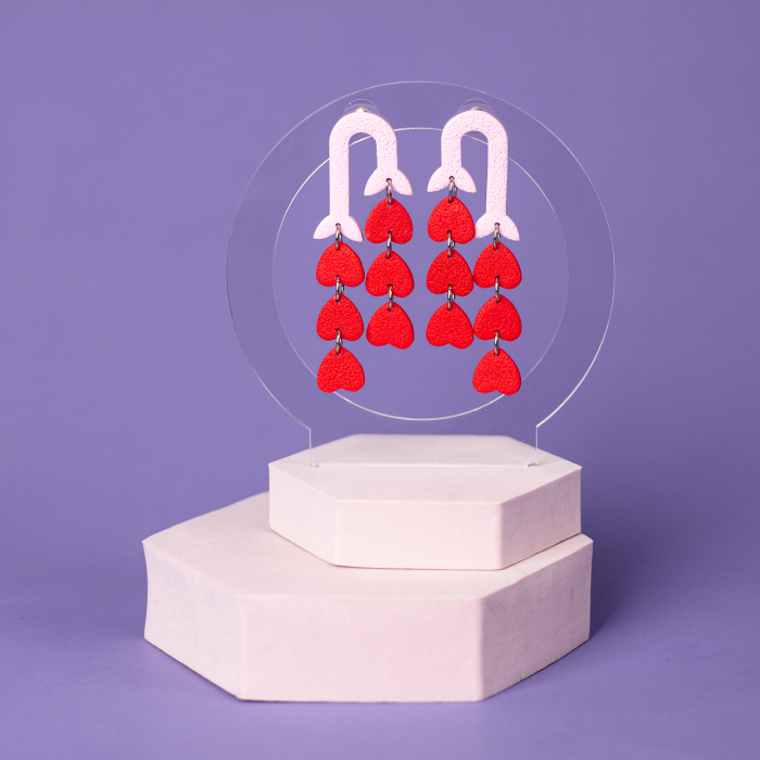 Cercei roșii Heart Drops cu design elegant [3]