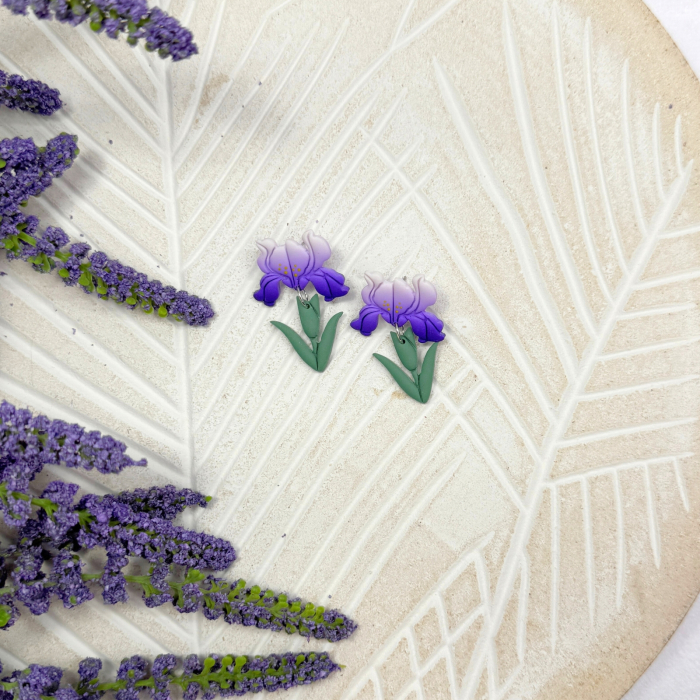 Cercei Iris Mist mov cu design floral [4]