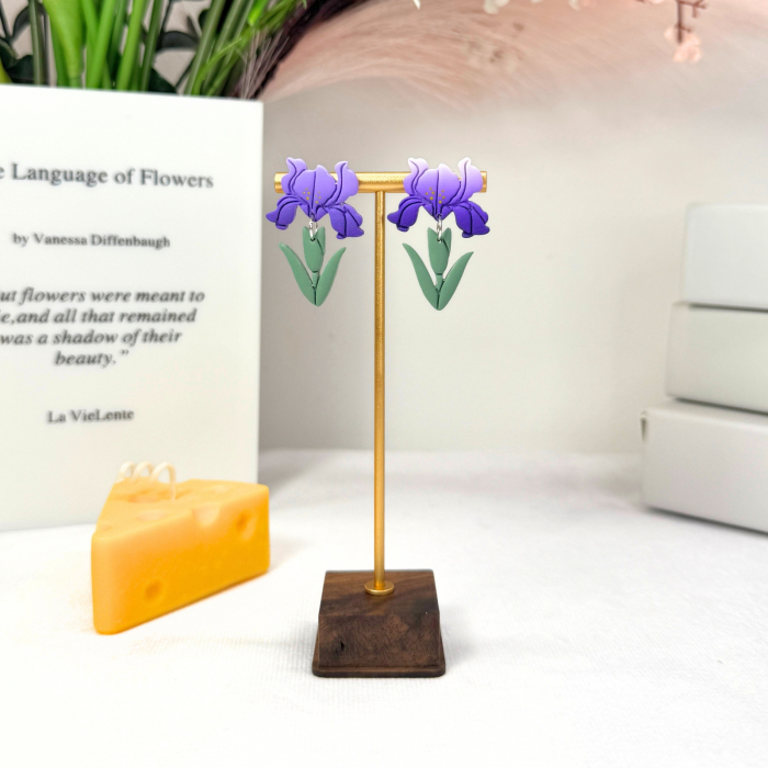 Cercei Iris Mist mov cu design floral [3]