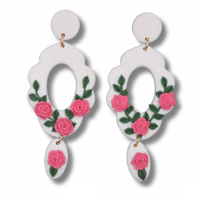Cercei Julieta albi cu design vintage [3]