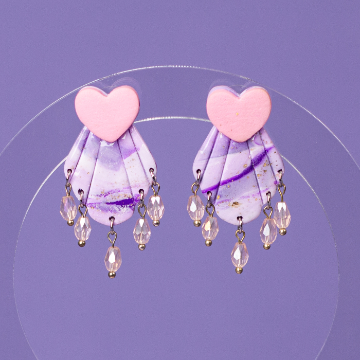 Cercei Little Pink cu design marmurat [2]