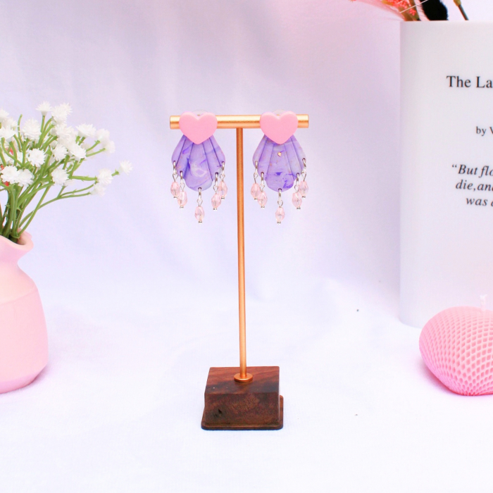 Cercei Little Pink cu design marmurat [3]