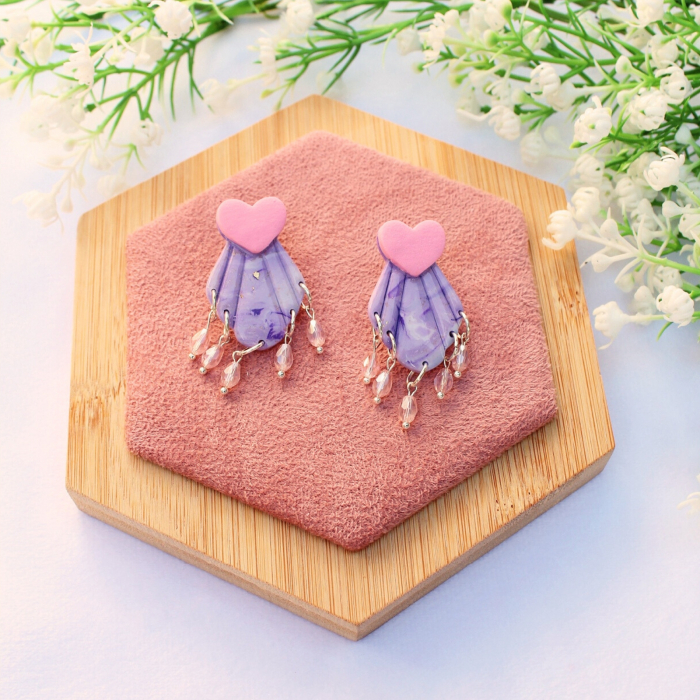 Cercei Little Pink cu design marmurat [2]