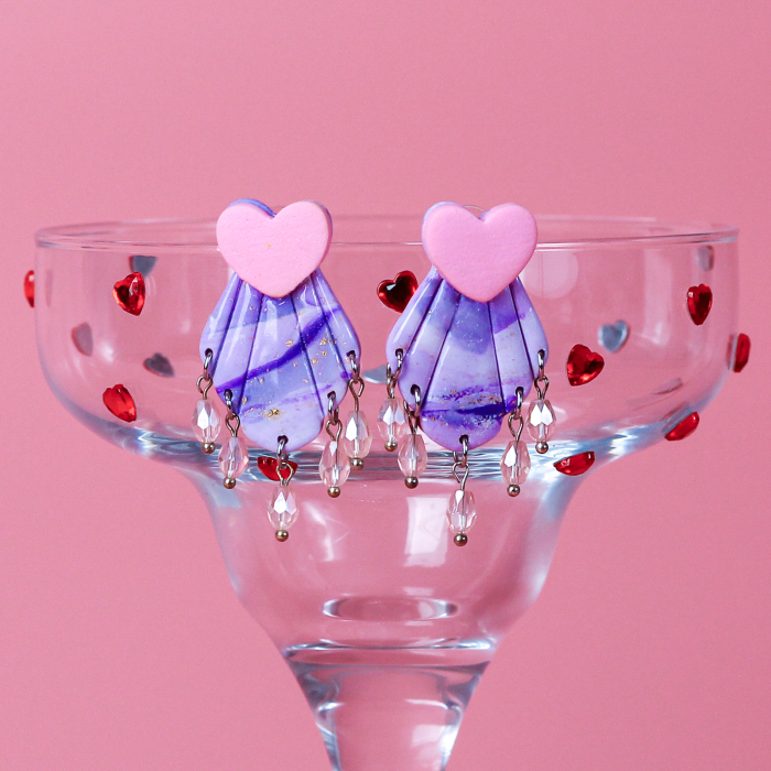 Cercei Little Pink cu design marmurat [3]