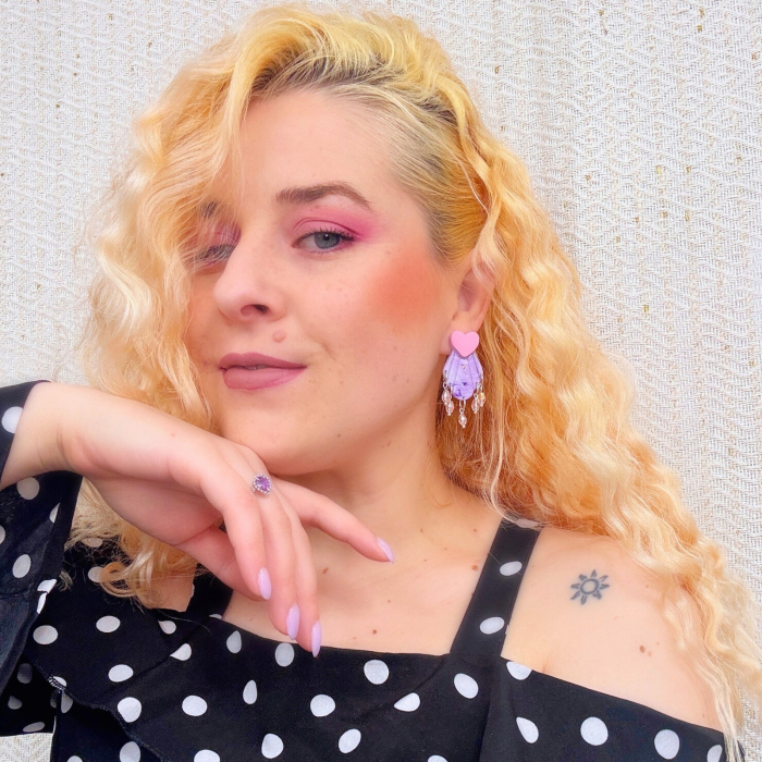 Cercei Little Pink cu design marmurat [5]