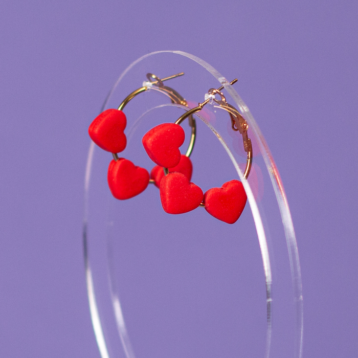 Cercei Love Lasso roșii cu inimioare [2]