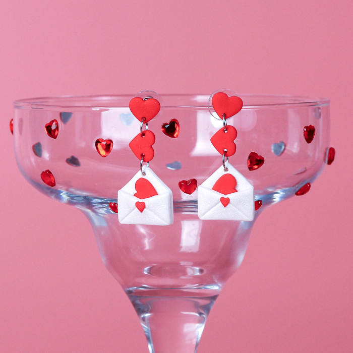 Cercei Love Notes albi cu inimioare [2]