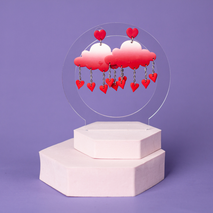 Cercei Lovely Clouds roșii [3]