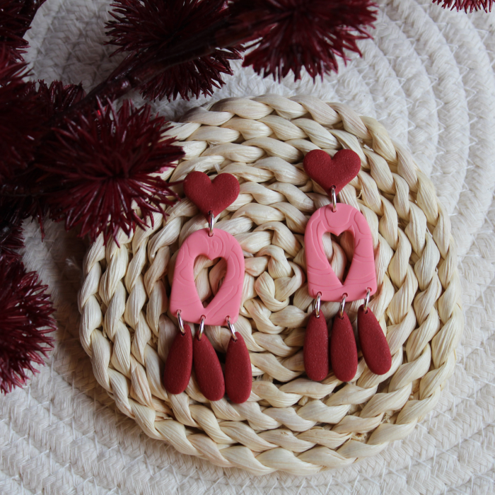 Cercei Lovers Window roz cu accente burgundy [2]