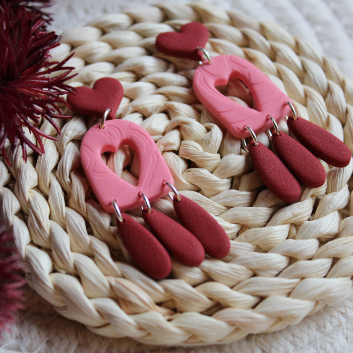 Cercei Lovers Window roz cu accente burgundy [4]