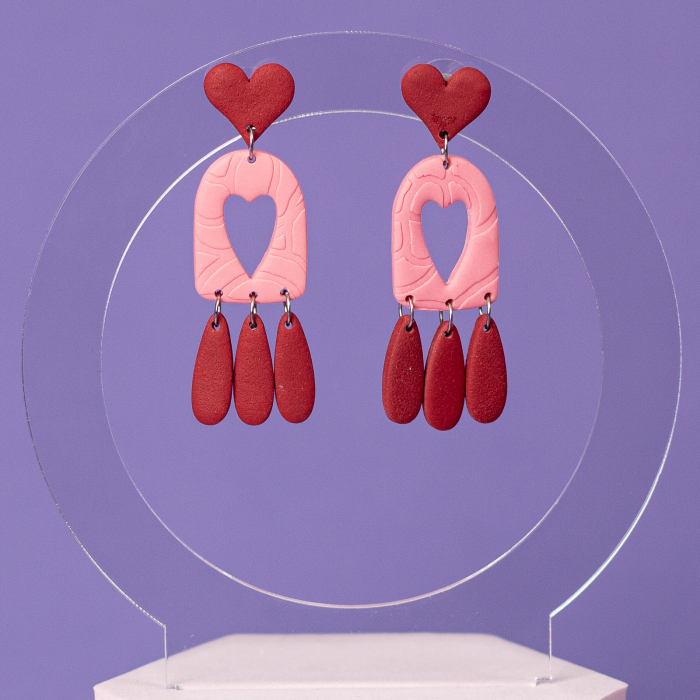 Cercei Lovers Window roz cu accente burgundy [3]