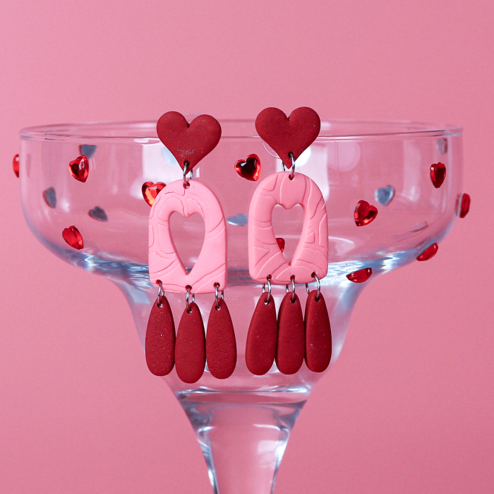 Cercei Lovers Window roz cu accente burgundy [2]
