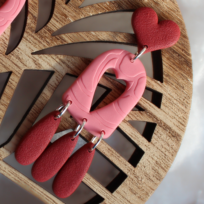 Cercei Lovers Window roz cu accente burgundy [3]