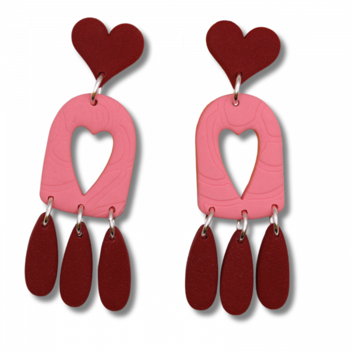 Cercei Lovers Window roz cu accente burgundy [5]