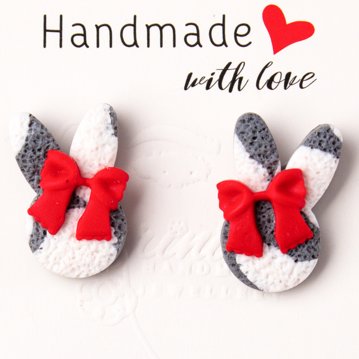 Cercei Mini Bunny gri, design de Paște [2]