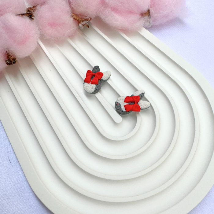 Cercei Mini Bunny gri, design de Paște [3]