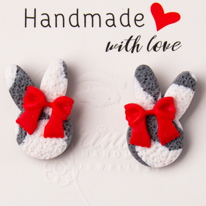 Cercei Mini Bunny gri, design de Paște [2]