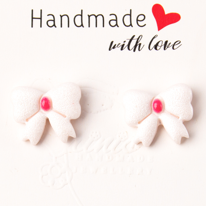 Cercei mini alb fundiță [2]