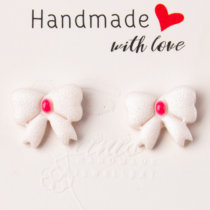 Cercei mini alb fundiță [2]