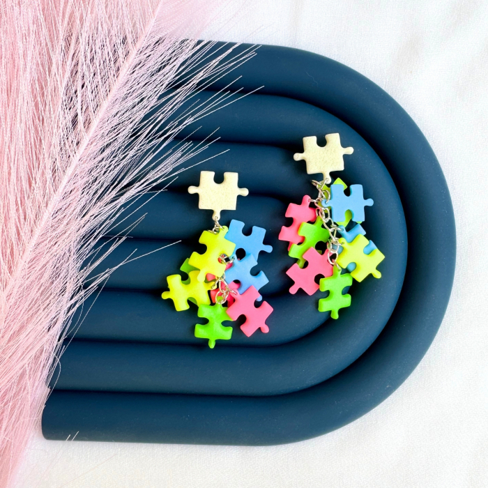 Cercei Neon Puzzle multicolori strălucitori [5]