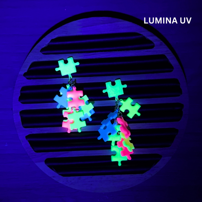 Cercei Neon Puzzle multicolori strălucitori [4]