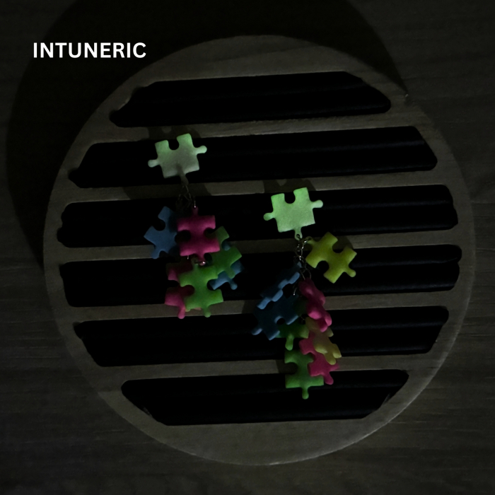 Cercei Neon Puzzle multicolori strălucitori [3]