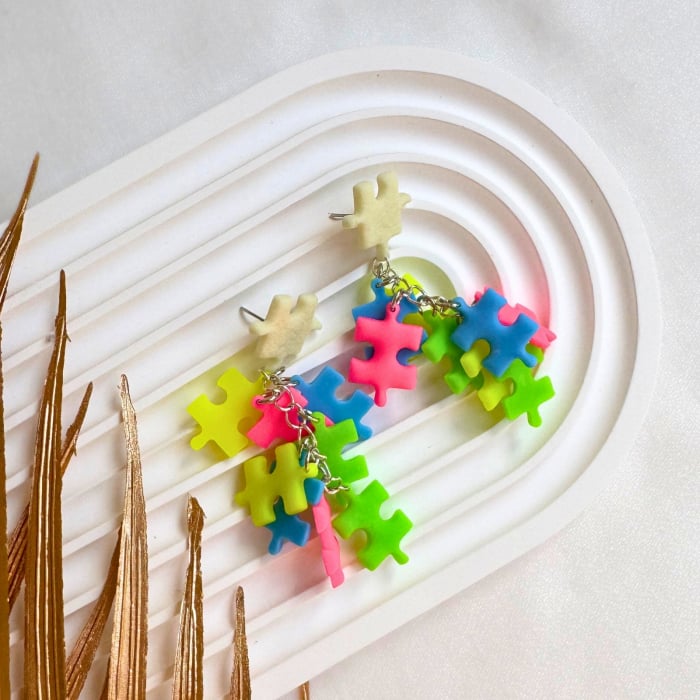 Cercei Neon Puzzle multicolori strălucitori [6]