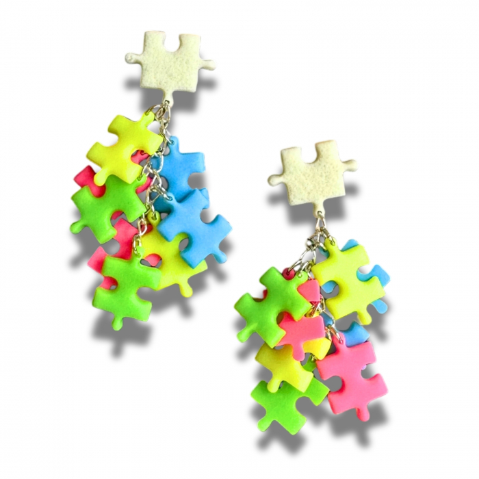 Cercei Neon Puzzle multicolori strălucitori [8]