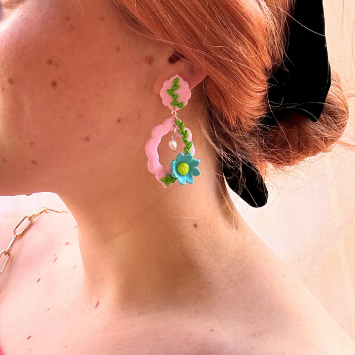 Cercei Pinkoise roz statement cu design sofisticat [3]