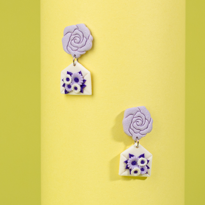 Cercei Plic cu Flori Mov [2]