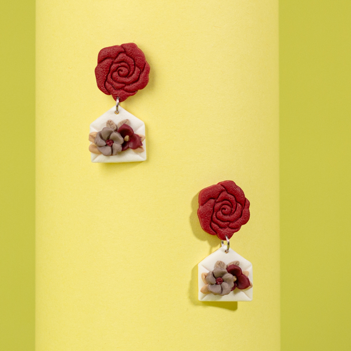 Cercei Plic Visiniu cu Flori [2]