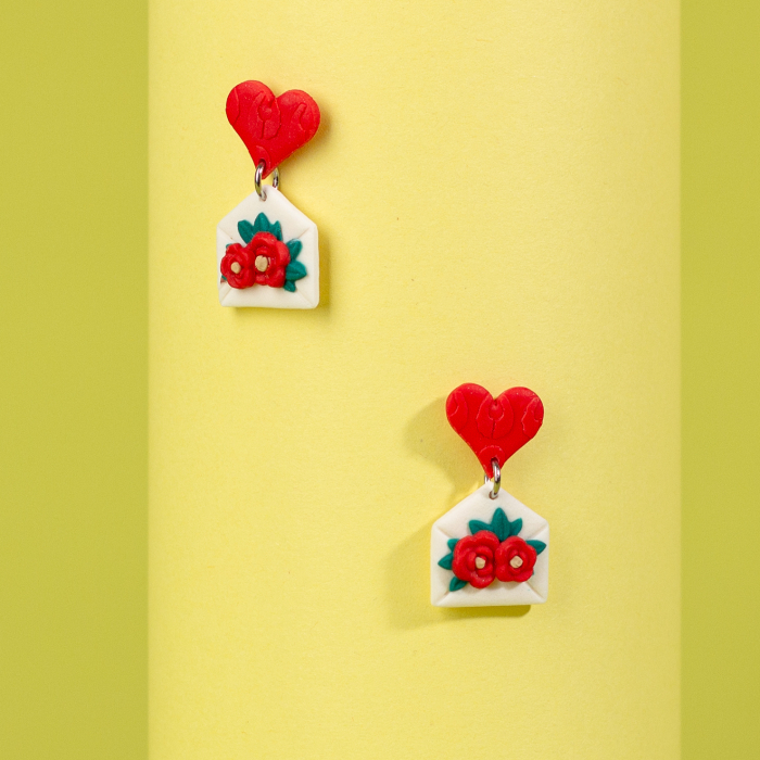 Cercei Plic cu Inimă în Nuante de Rosu [2]