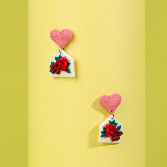 Cercei Plic cu Inimă Vivid Pink [2]