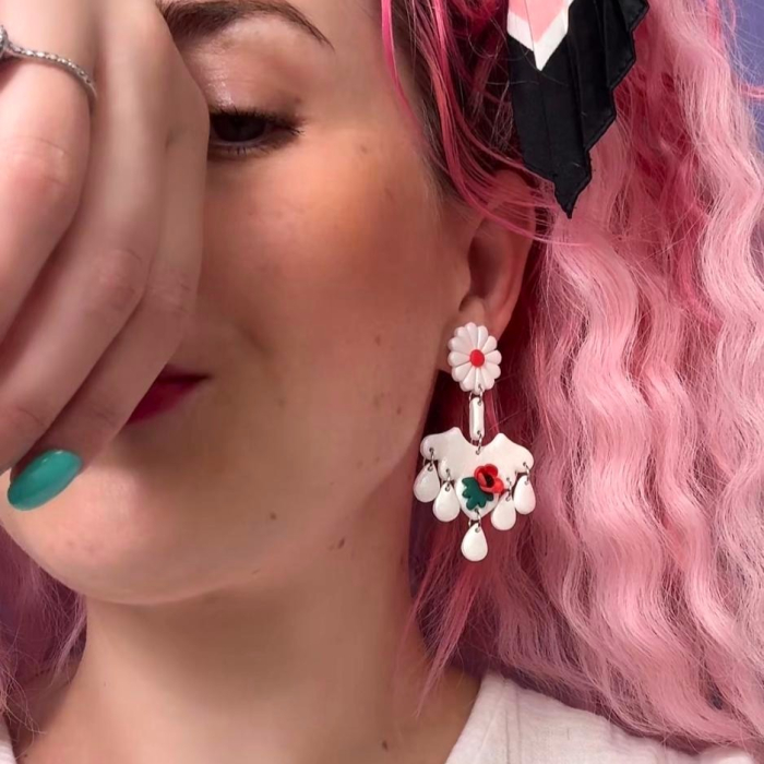 Cercei - Poppy Drops - Alb [4]