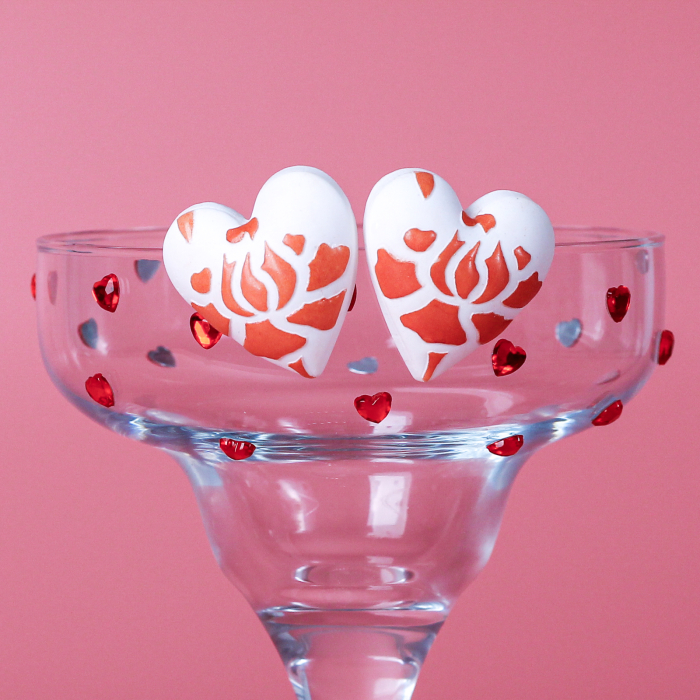 Cercei albi Puffy Heart cu design adorabil [2]