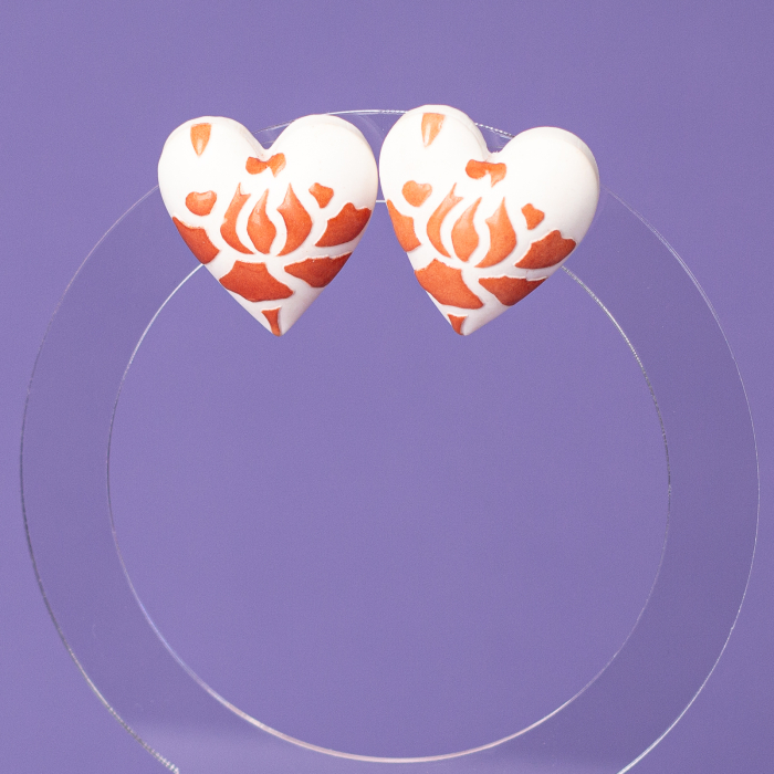 Cercei albi Puffy Heart cu design adorabil [3]