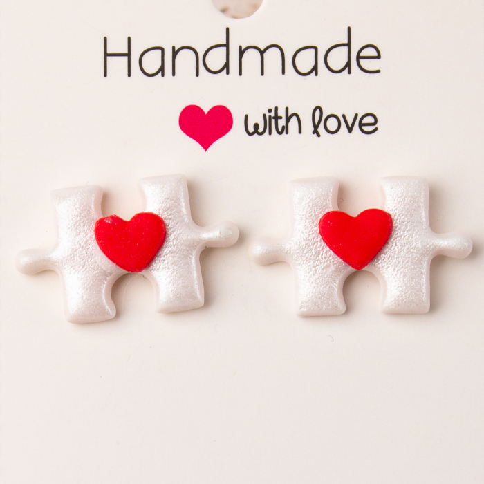 Cercei Puzzle albi cu detalii elegante [2]