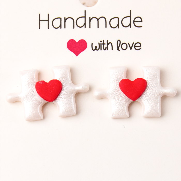 Cercei Puzzle albi cu detalii elegante [2]