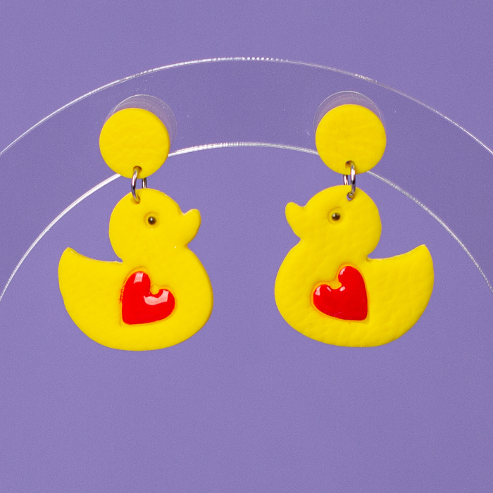 Cercei galbeni Ratusca cu inimioara rosie [2]