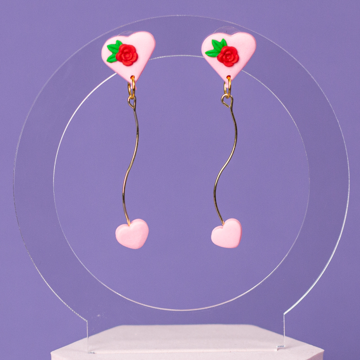 Cercei lungi roz Romantic Flight [2]