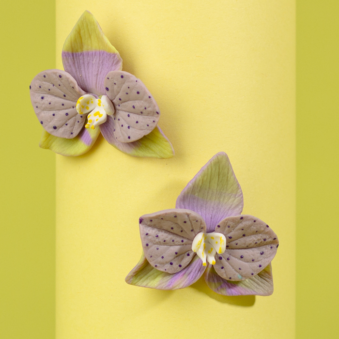 Cercei Sable Orchid mov și galben cu detalii delicate [2]