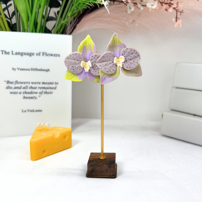 Cercei Sable Orchid mov și galben cu detalii delicate [3]